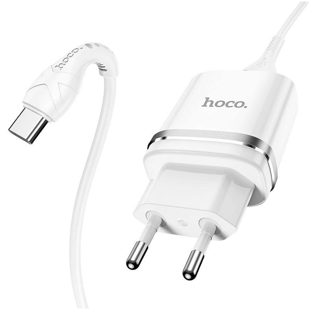 СЗУ HOCO N4 2xUSB-A 2.4A + кабель USB-A/Type-C 1м, белое